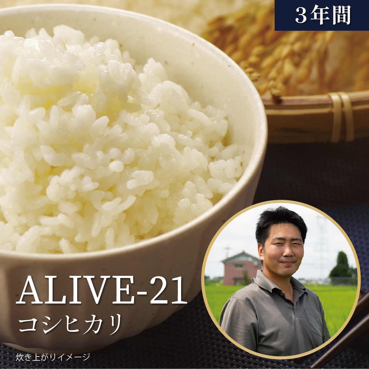 ALIVE-21のコシヒカリ炊き上がりイメージ
